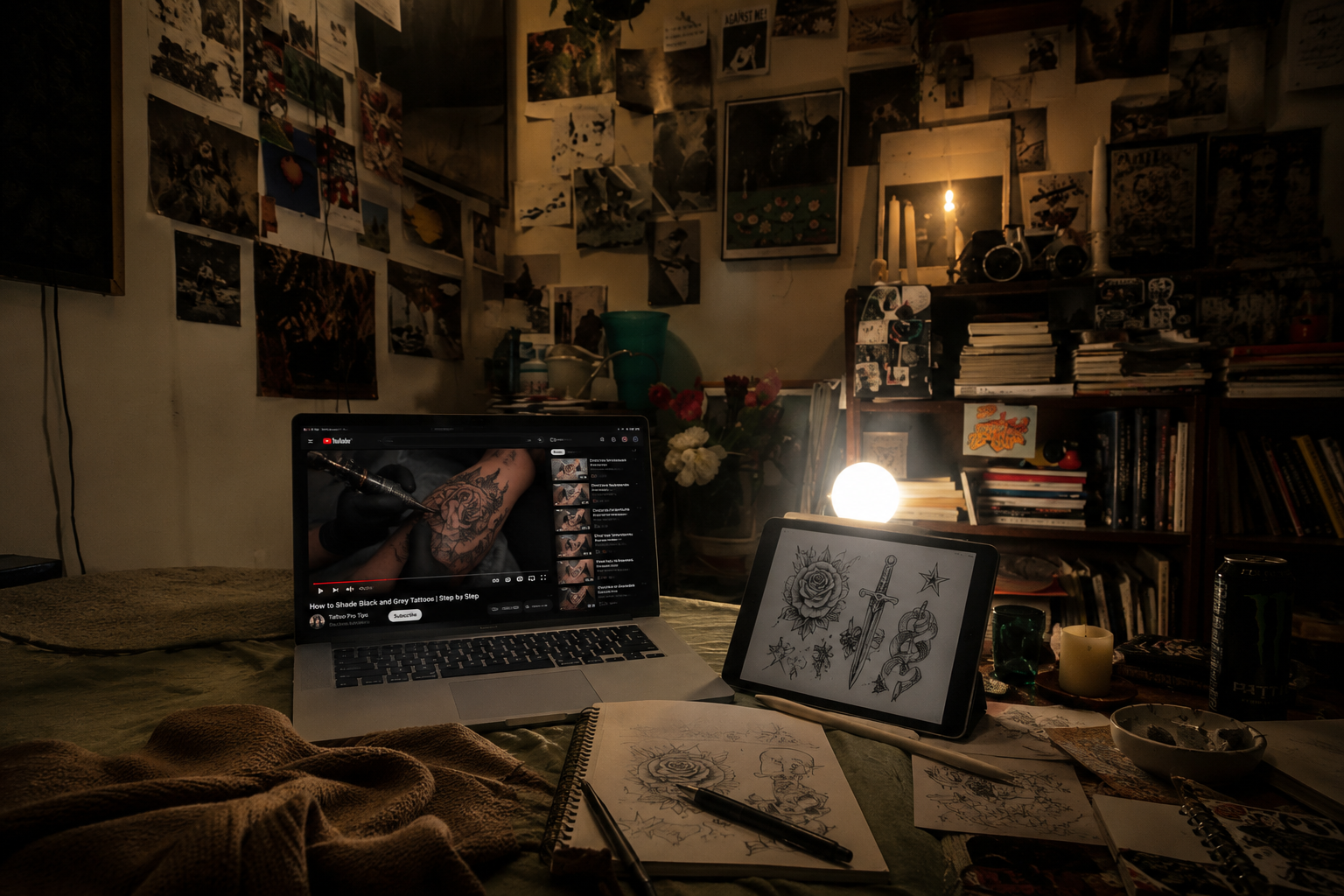 Did Tattooing Just Skip a Generation? — Why New Artists Are Learning Faster Than Ever A younger tattoo artist studying technique and creating advanced tattoo work faster than older apprenticeship timelines