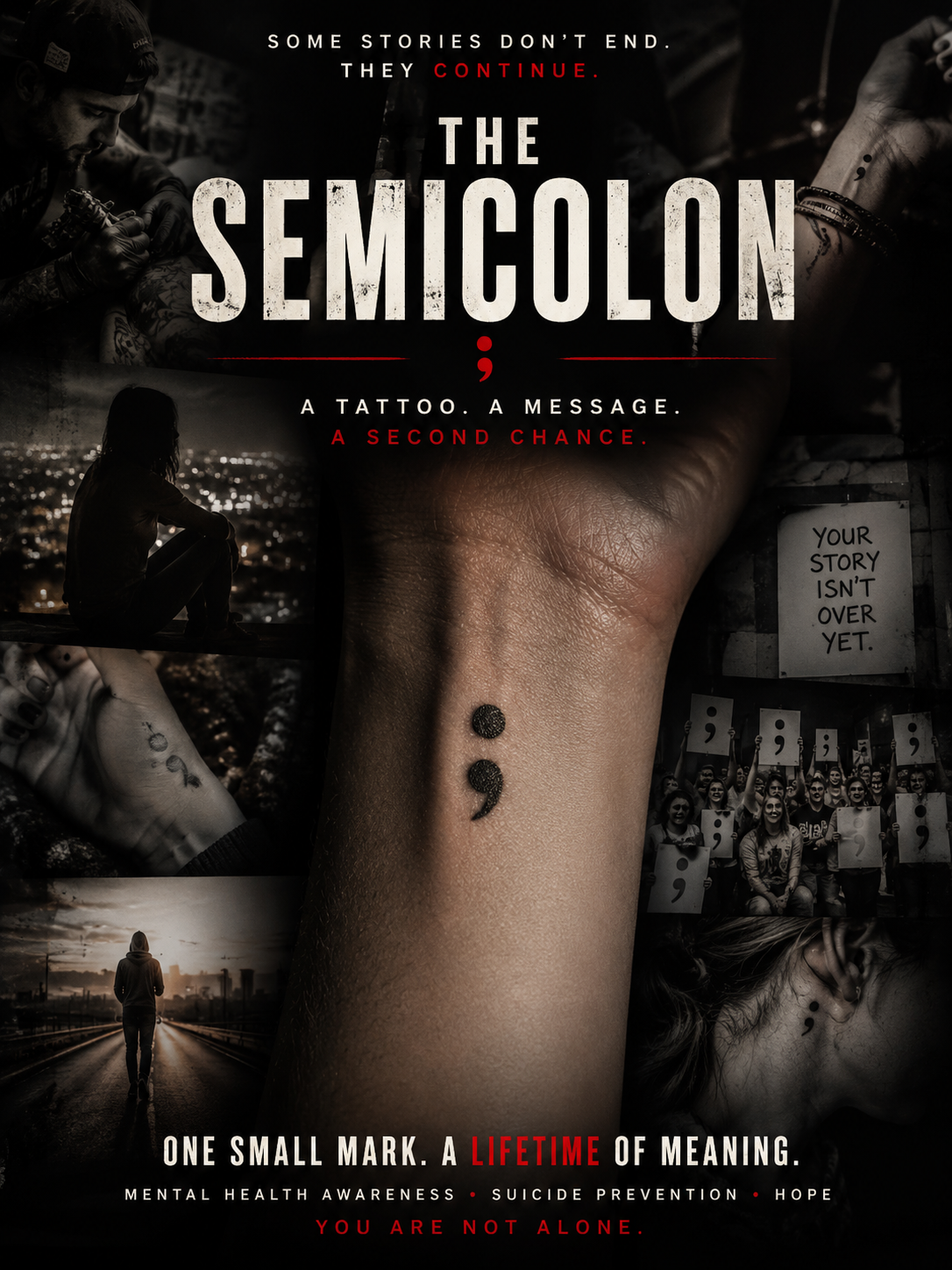 The Semicolon: When a Tattoo Becomes a Lifeline - How a Small Symbol Became a Promise to Keep Going A semicolon tattoo design presented as a meaningful symbol of mental health awareness and resilience