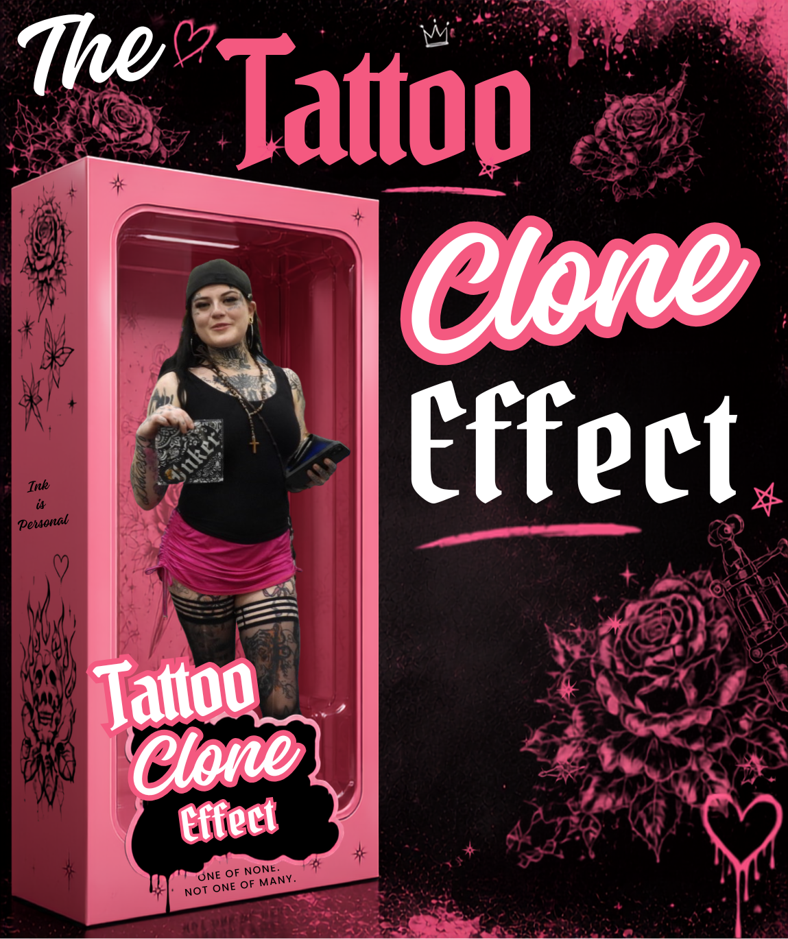 The Tattoo Clone Effect — How Generations Start Wearing the Same Silhouette A tattoo trend collage showing repeated chest and neck tattoo silhouettes as a visual fingerprint of tattoo culture
