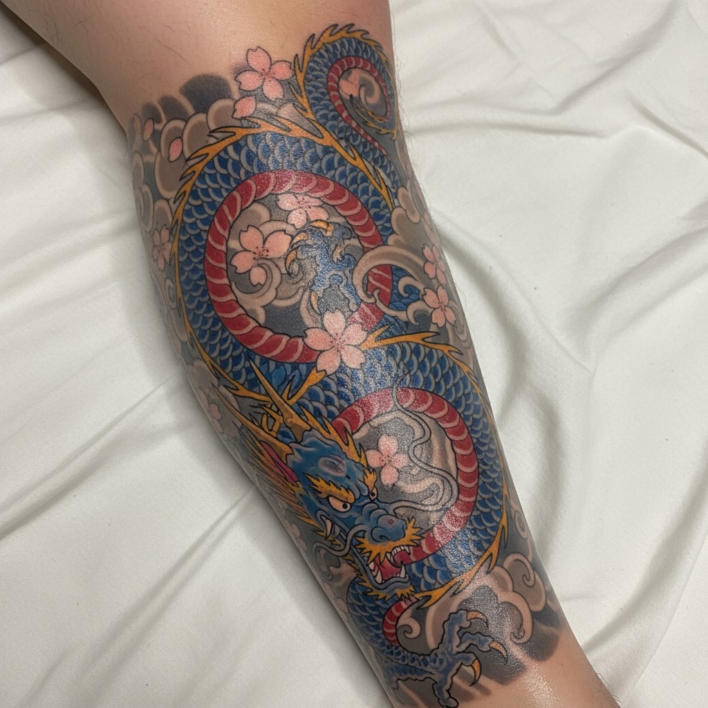 Detailed tattoo artwork showing the kind of portfolio work clients can discover on Inker