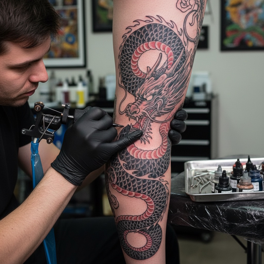 Tattoo artist portfolio closeup used to help collectors compare styles on Inker